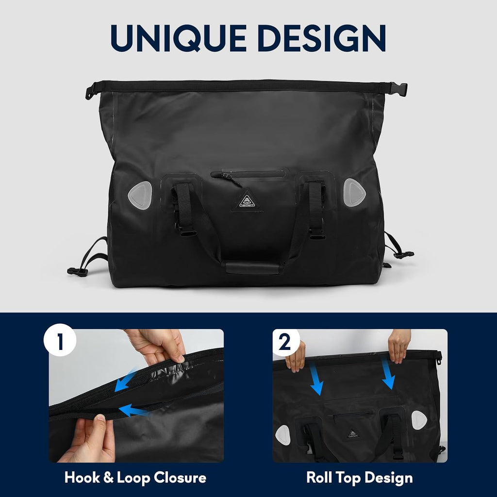 Haimont Waterproof Duffel Bag Roll-top Dry Duffel Bag with Quick-fixed Straps for Motorcycling, Rafting, Boating, SUP, Kayaking, Travel, 50L/70L