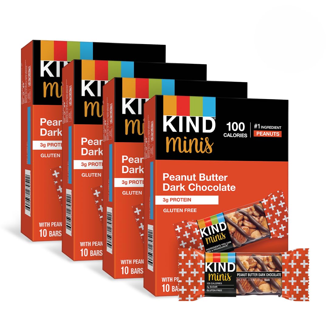 KIND Mini Snack Bars, Dark Chocolate Cherry Cashew, Gluten Free, Low Sugar, Low Calorie Snacks, 80 Count