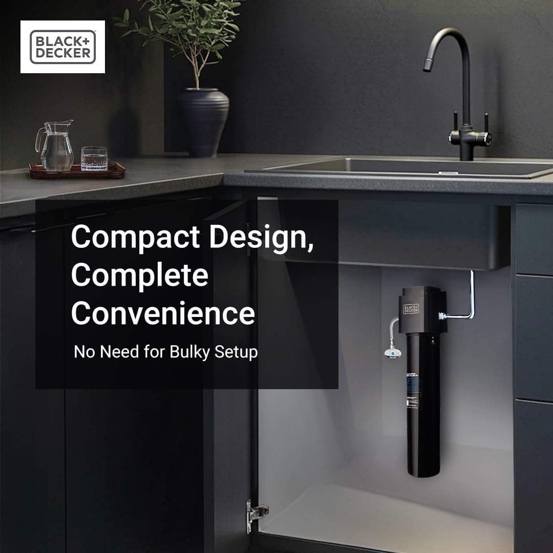 BLACK+DECKER Undersink Water Filter 15’’ | 2 Years | Reduces CHLORAMINE, Chlorine,Lead, PFAS, Bad Taste, Odor | Under Counter Water Filter Direct Connect to Kitchen Faucet | NSF/ANSI 42 Certified