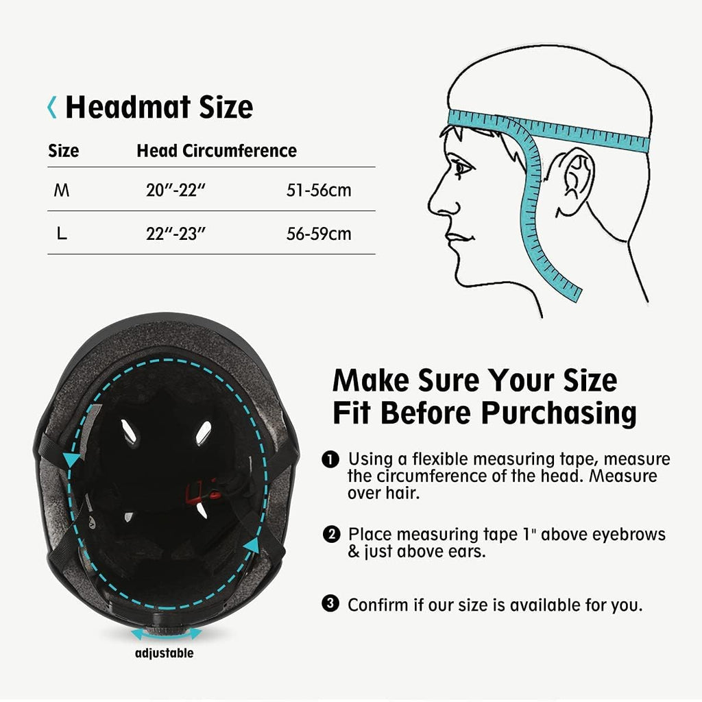 Skateboard Bike Helmet for Adults Adjustable Knee Elbow Pads Wrist Guards Protective Gear Helmets Set Teens for Bicycle Cycling Skate Scooter Bicycle Helmet