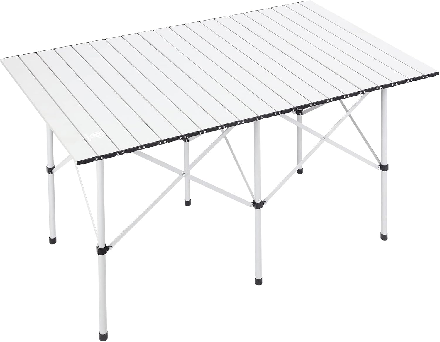 EVER ADVANCED Large Camping Table for 4-6 Person, Portable Folding Aluminum Table with Carrying Handle, Suitable for BBQ, Picnic, Camping and Indoor Use, Support up to 130LBS, Silver