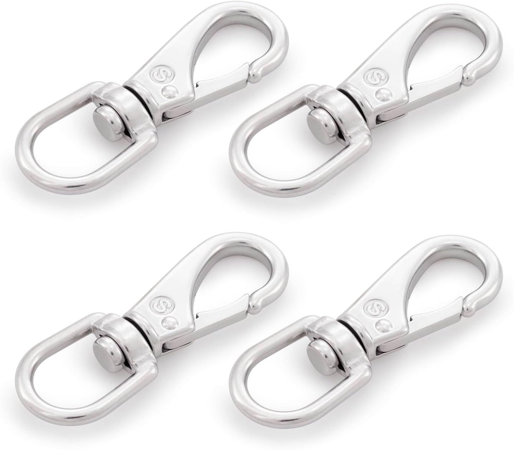 SHONAN 3.5 Inch Stainless Steel Flag Clips for Flagpole Rope- 4 Pack Diving Clips Flag Pole Clips, Swivel Snap Hooks for Dog leashes, Keychains, Boat Ropes, Bird Feeders