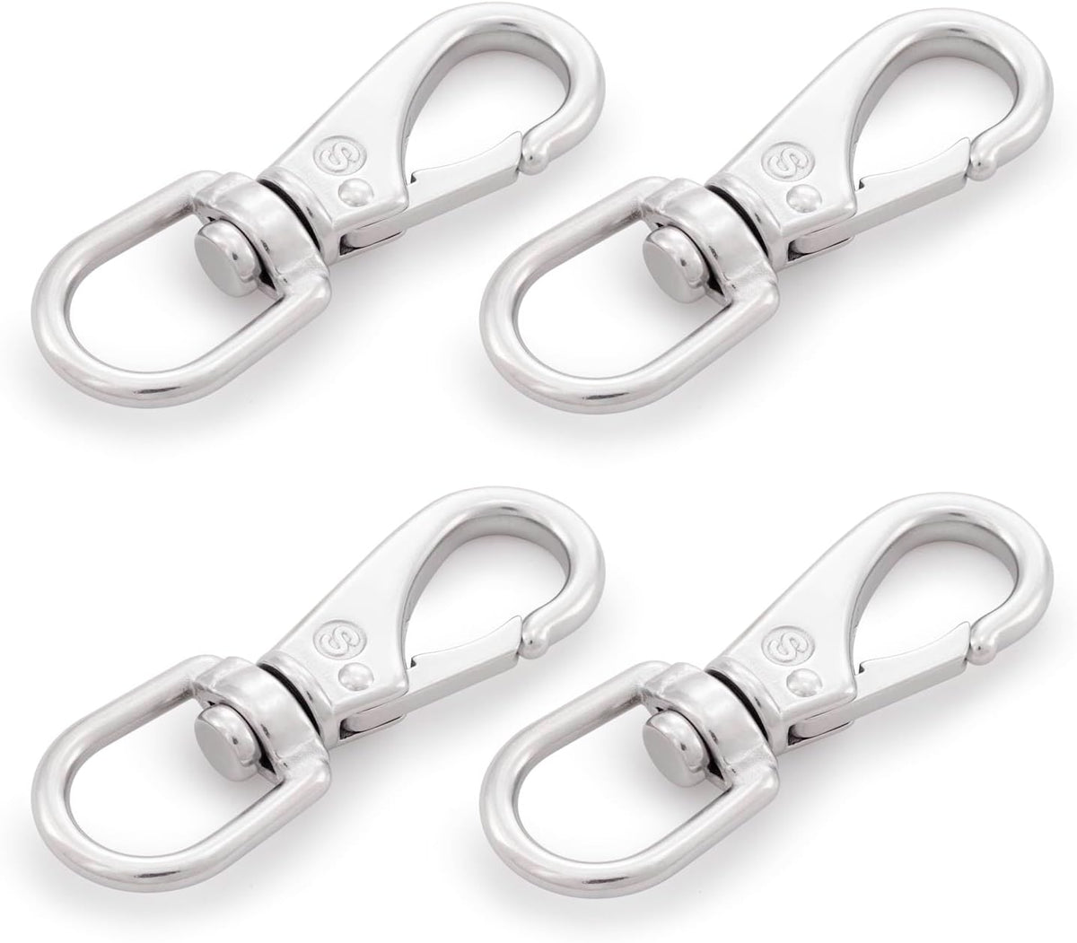 SHONAN 3.5 Inch Stainless Steel Flag Clips for Flagpole Rope- 4 Pack Diving Clips Flag Pole Clips, Swivel Snap Hooks for Dog leashes, Keychains, Boat Ropes, Bird Feeders