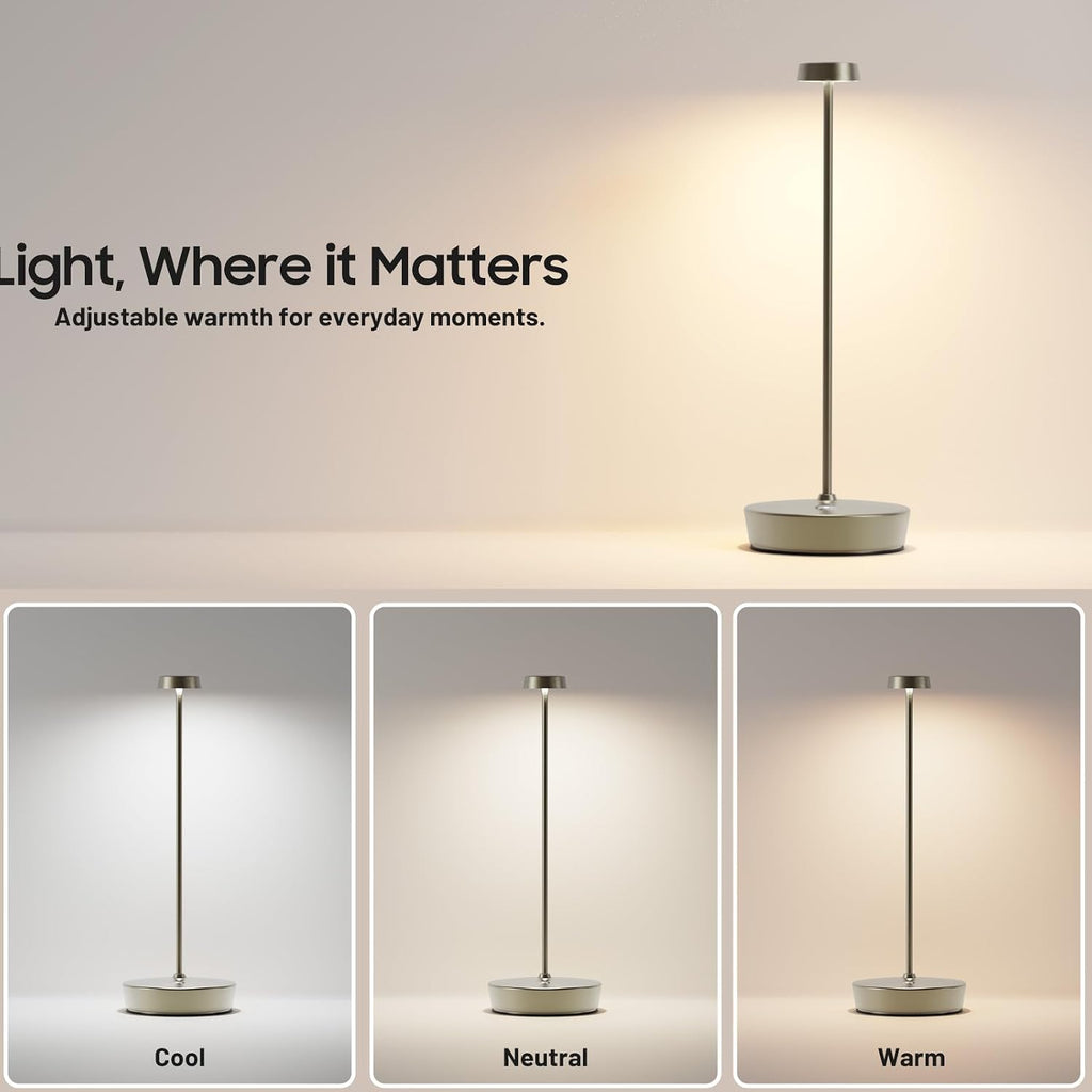 Rechargeable Cordless Table Lamp, 6000mAh Battery Table Light