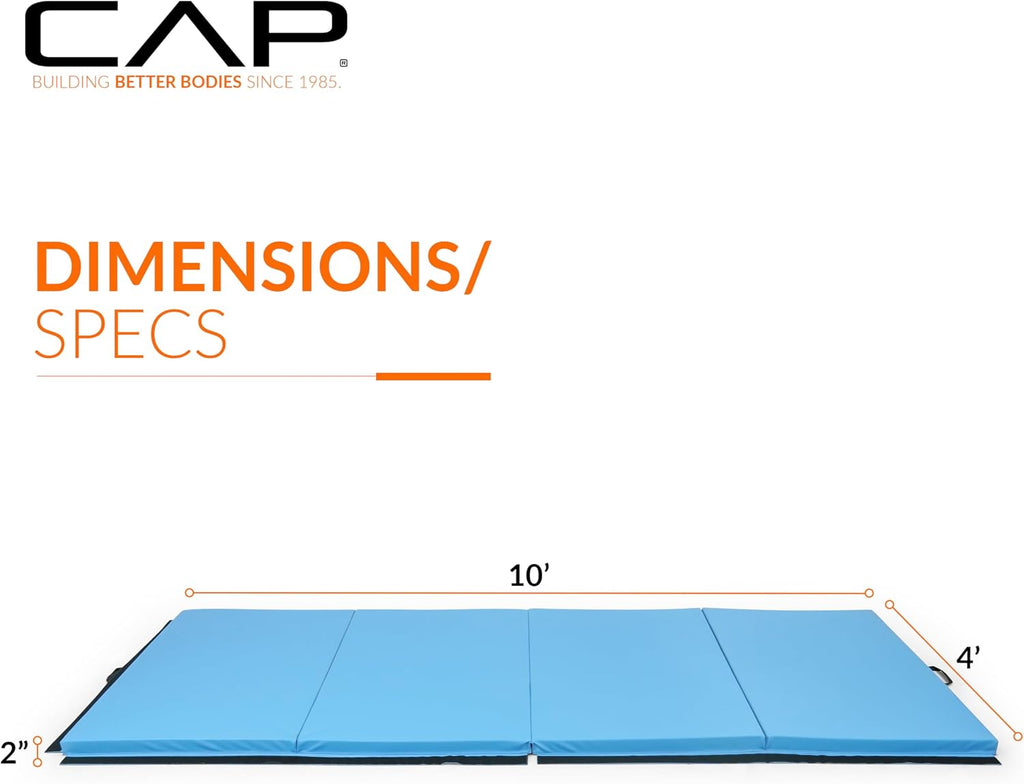 CAP Barbell All Purpose Folding Anti Tear Exercise Training Aerobic Fitness Gym & Gymnastics Balance Mat | 10' x 4' Multiple Colors and Thickness Options