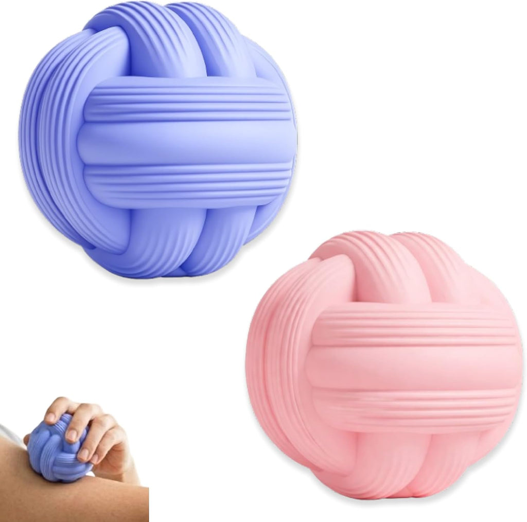 LEZER Dual-Texture Massage Ball, Heavyweight Trigger Point Ball, Deep Tissue Myofascial Release, Firm Yoga Therapy Ball for Muscle Knots, Plantar Fasciitis, Set of 2 (Blue and Pink)