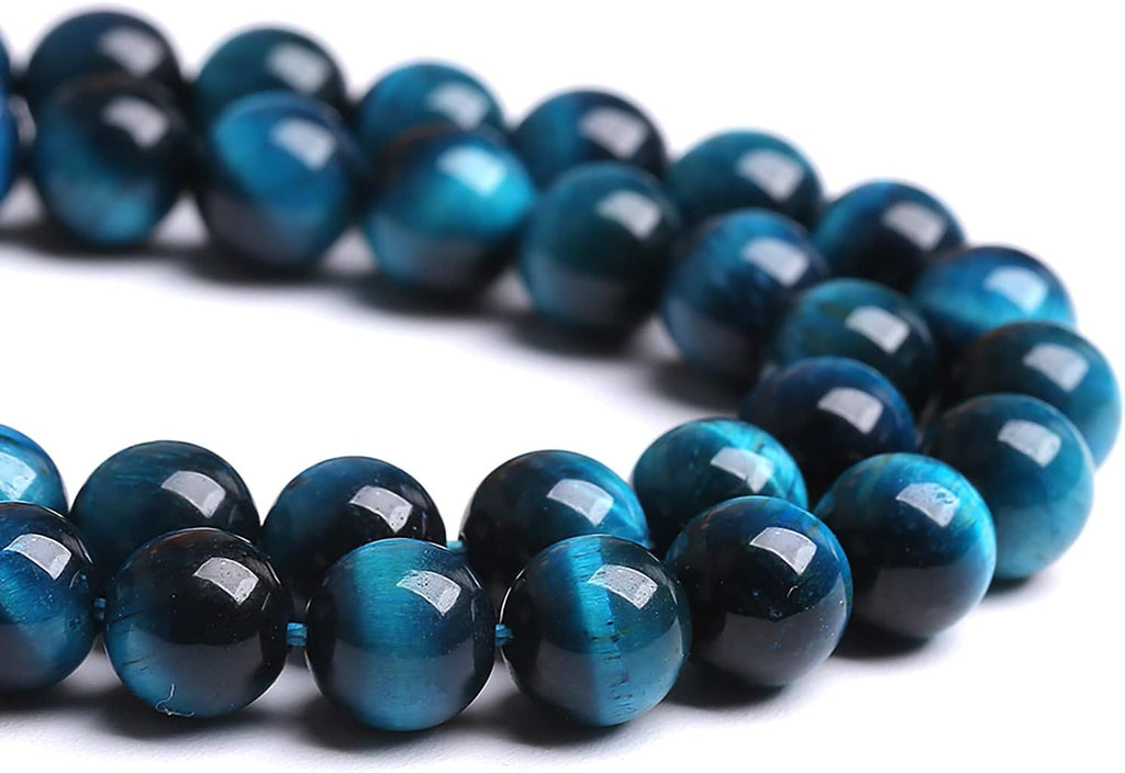 10mm 36PCS Blue Tiger Eye Beads Natural Stone Gemstone Spacer Loose Beads for Jewelry Making DIY Bracelet Semi Precious Beads Strand 15 inches