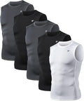 5 Pack Men's Compression Shirts Sleeveless Workout Tank Top BaseLayer