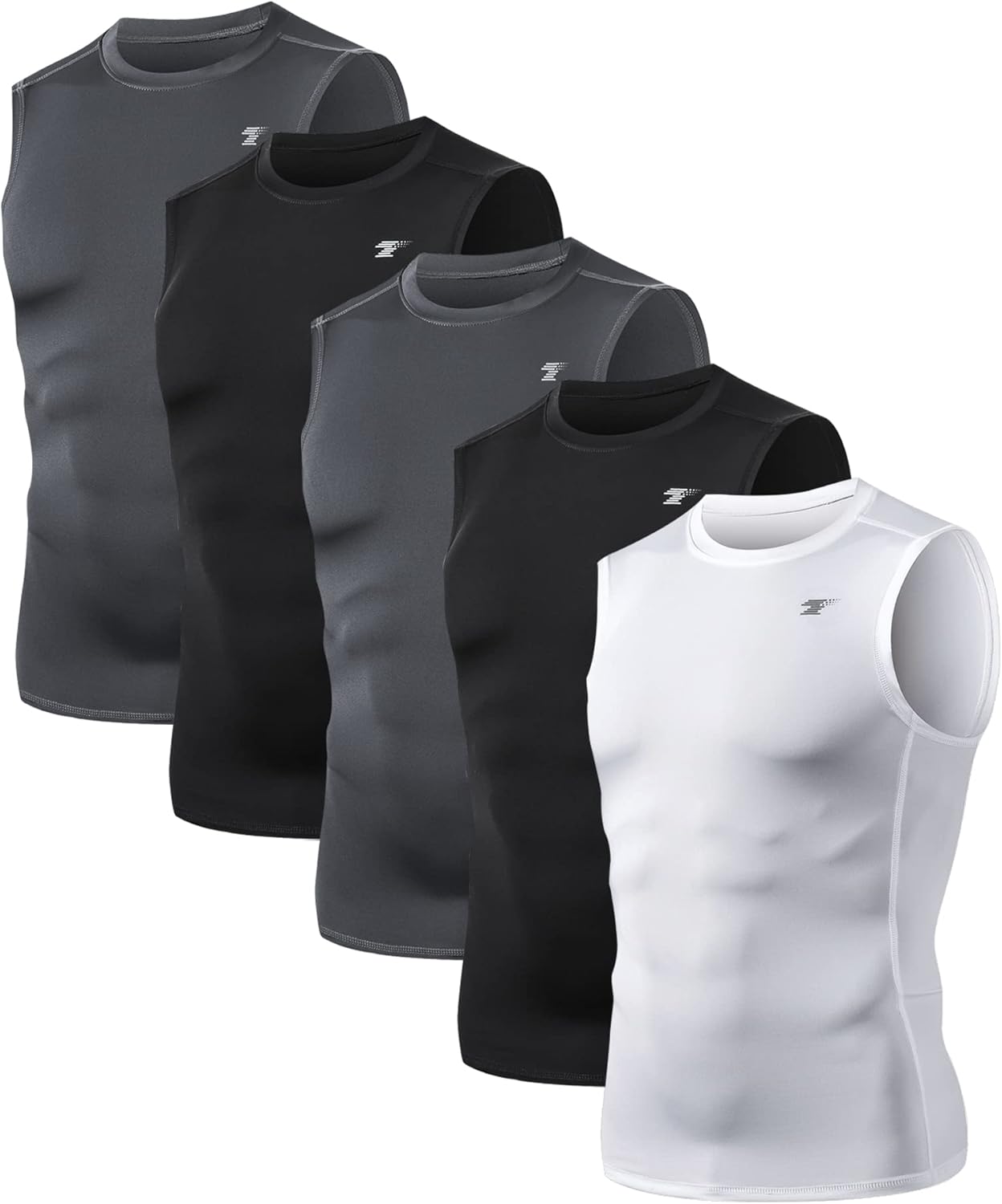 5 Pack Men's Compression Shirts Sleeveless Workout Tank Top BaseLayer