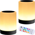 OORUN Touch Bedside Table Lamp,13 RGB Colors & 5 Brightness, USB Rechargeable Desk Lamp, Remote Control Dimmable Night Light with RGB Color Changing,Portable Lamp for Baby (2 Pack Black)