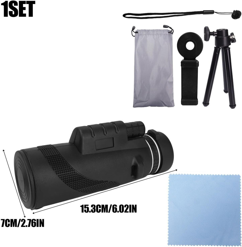 80X100 Monocular Telescope, High Power Monocular for Adults with Phone Adapter & Tripod & Hand Strap, Equipped with BAK4 Prism for Bird Watching (Black, 15.3x7cm)