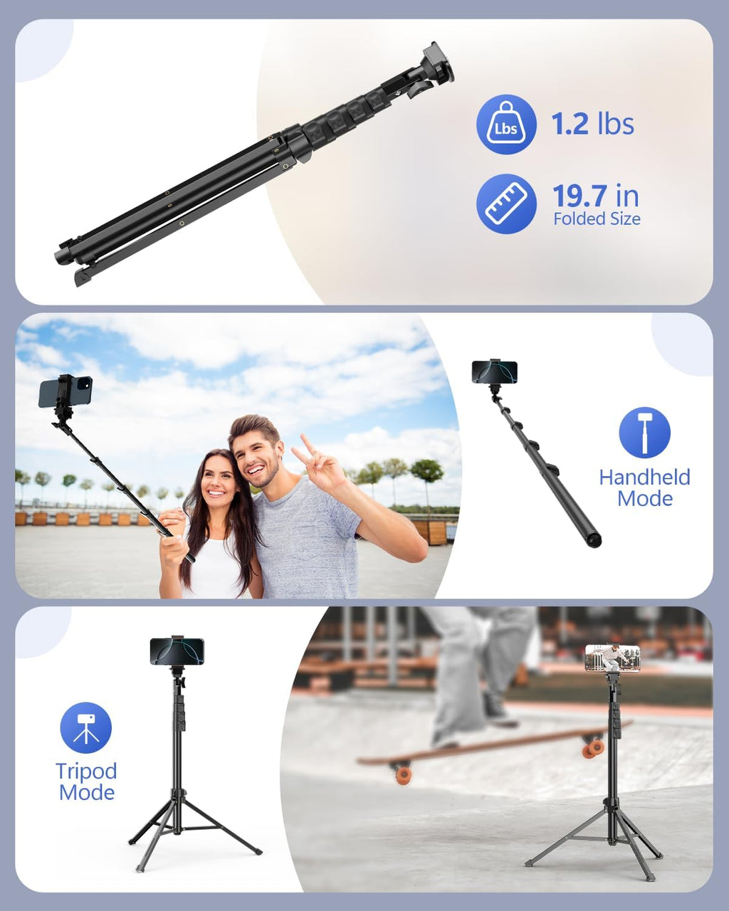 EMART 62’’ Cell Phone Tripod Stand with Remote for iPhone and Android