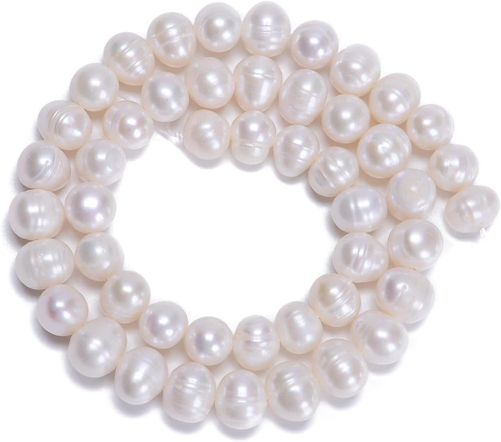 AD Beads Natural Freshwater White Pearl Round Beads 15" 4mm 6mm 8mm 9mm 10mm 11mm 12mm (8-9mm)
