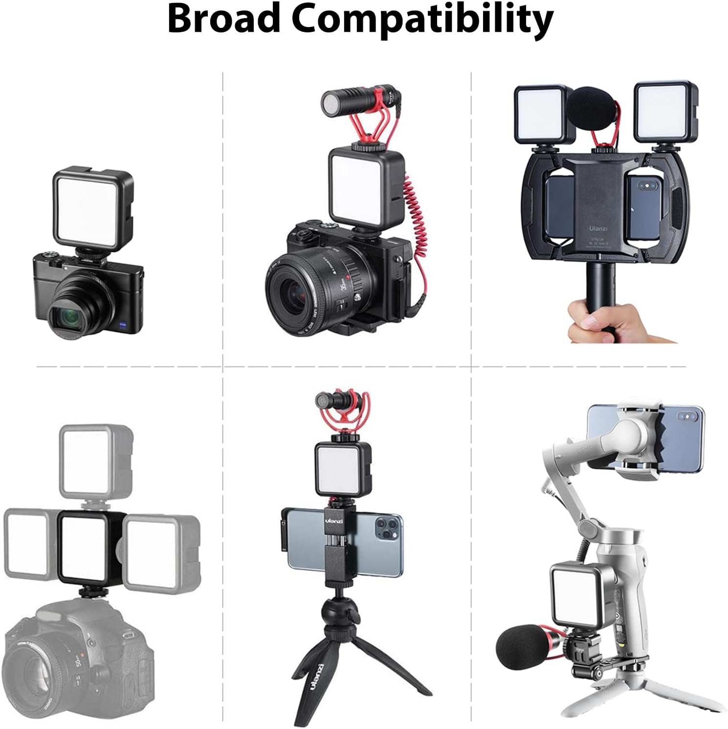 Ulanzi VL49 On-Camera LED Video Fill Light, 5500K 2000mAh Rechargeable