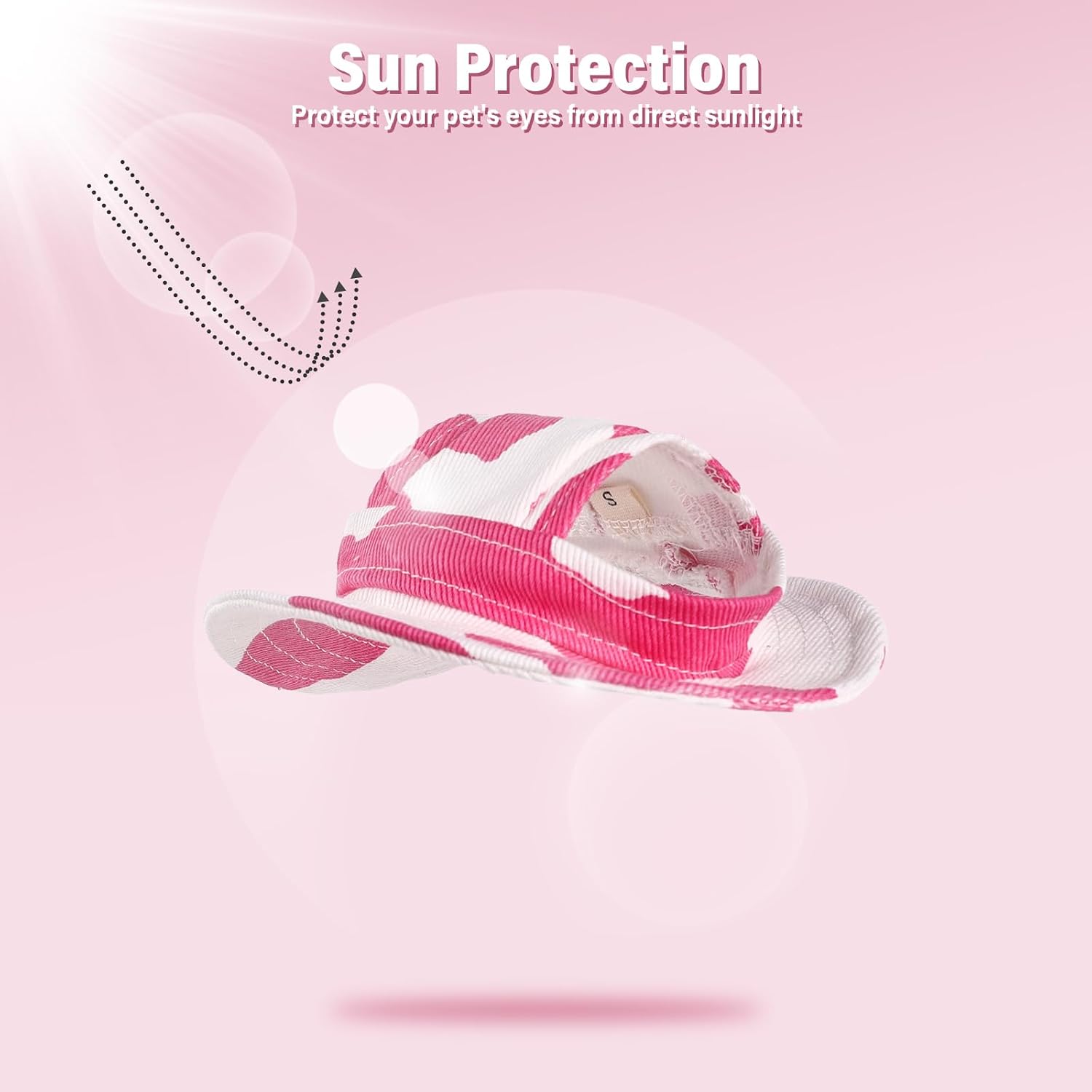 DENTRUN Cat Bucket Hat with Ear Hole, Cotton Birthday Bonnet for Small Pets