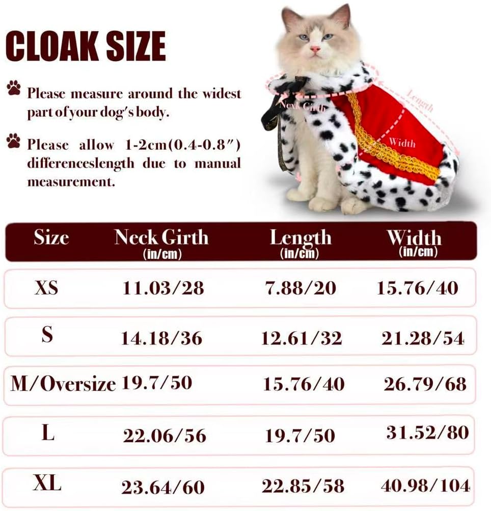 Lovelyshop Royal Velvet Pet Cloak with Fur Trim for Cats & Dogs, Red, S
