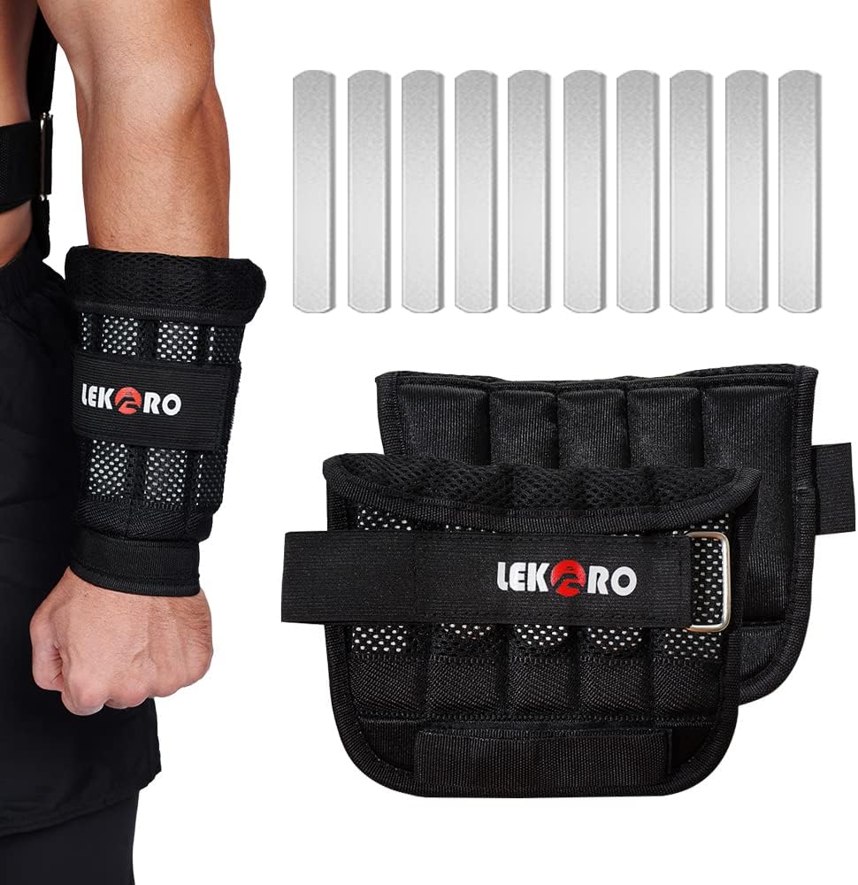 Wrist Ankle Weights with Removable Steel Bars, 1 Pair Adjustable Arm Leg Weights for Men and Women, No Leakage Design, Weighted Wrist Bands for Walking Jogging Yoga Pilates