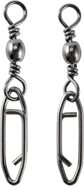 QISHUO High Strength Fishing Swivels Stainless Clips Steel Snap Swivels Barrel Connector Saltwater Swivel Fishing Rolling Black Nickel