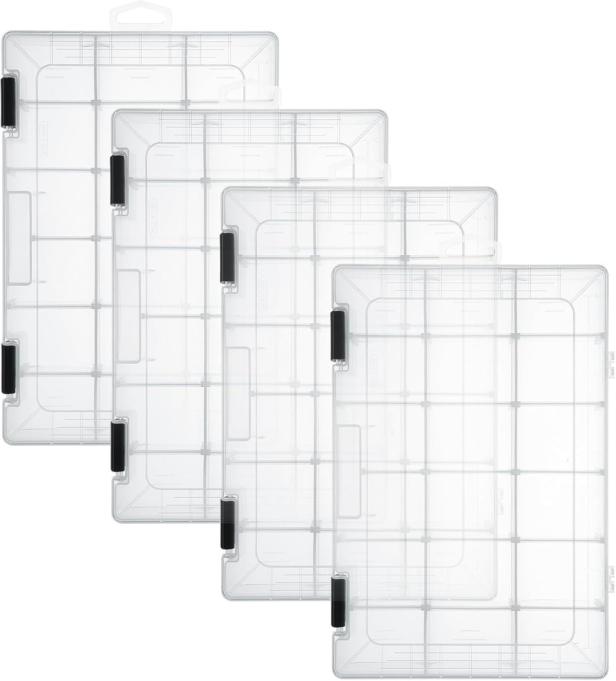 4 Pcs 3600 Tackle Trays, Plastic Storage Organizer Box with Removable Dividers - Tackle Boxes - Fishing Tackle Storage, 18 Grids