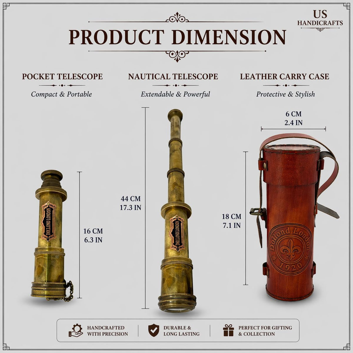 Antique Style Marine Sailor Dollond London Spyglass | 16" Brass Telescope with High-Resolution Optics, Vintage Maritime Collectible, Nautical Decor, Gift for Sailors by Commando Antique
