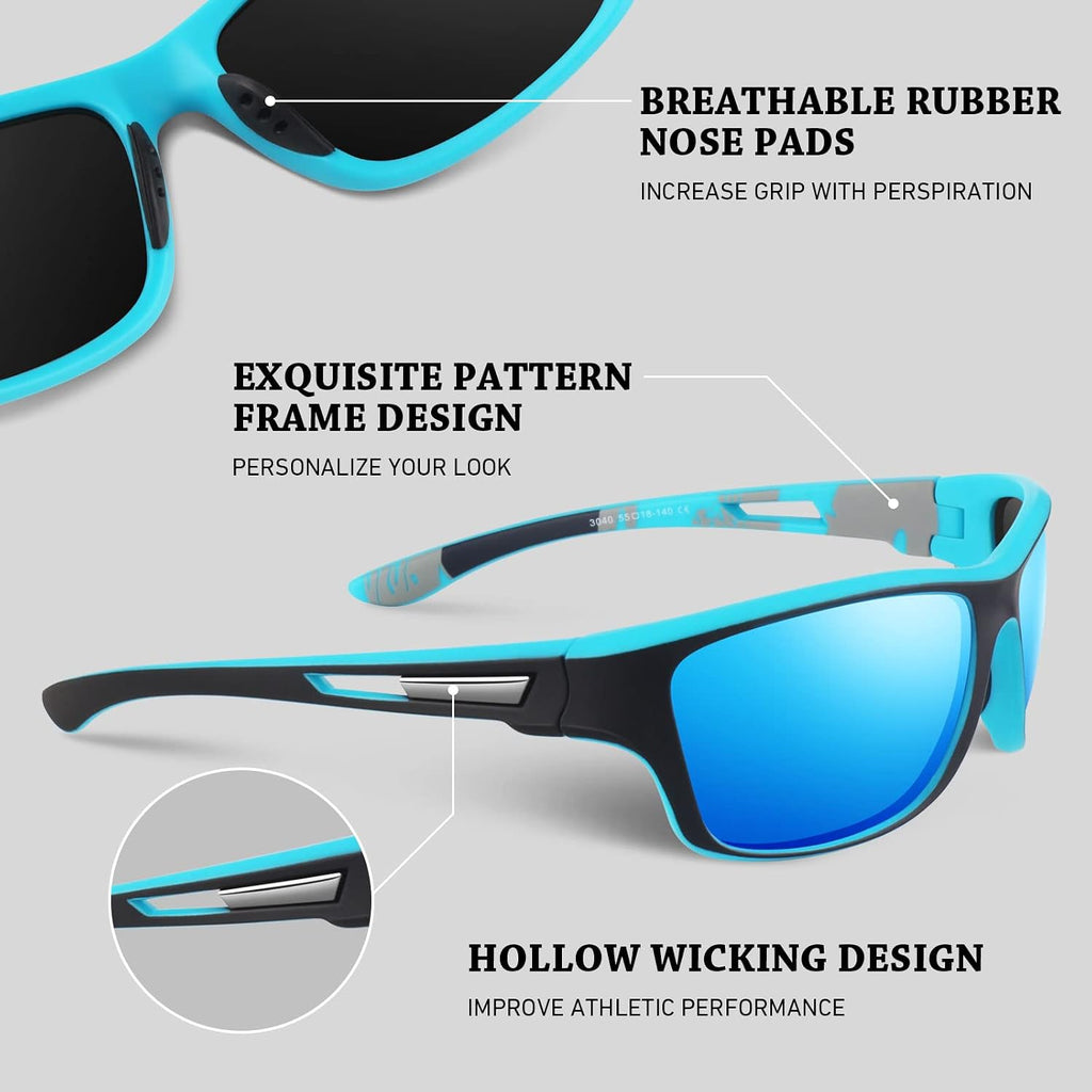 WEAROYO Polarized Sports Sunglasses Men Womens Fishing Running UV400