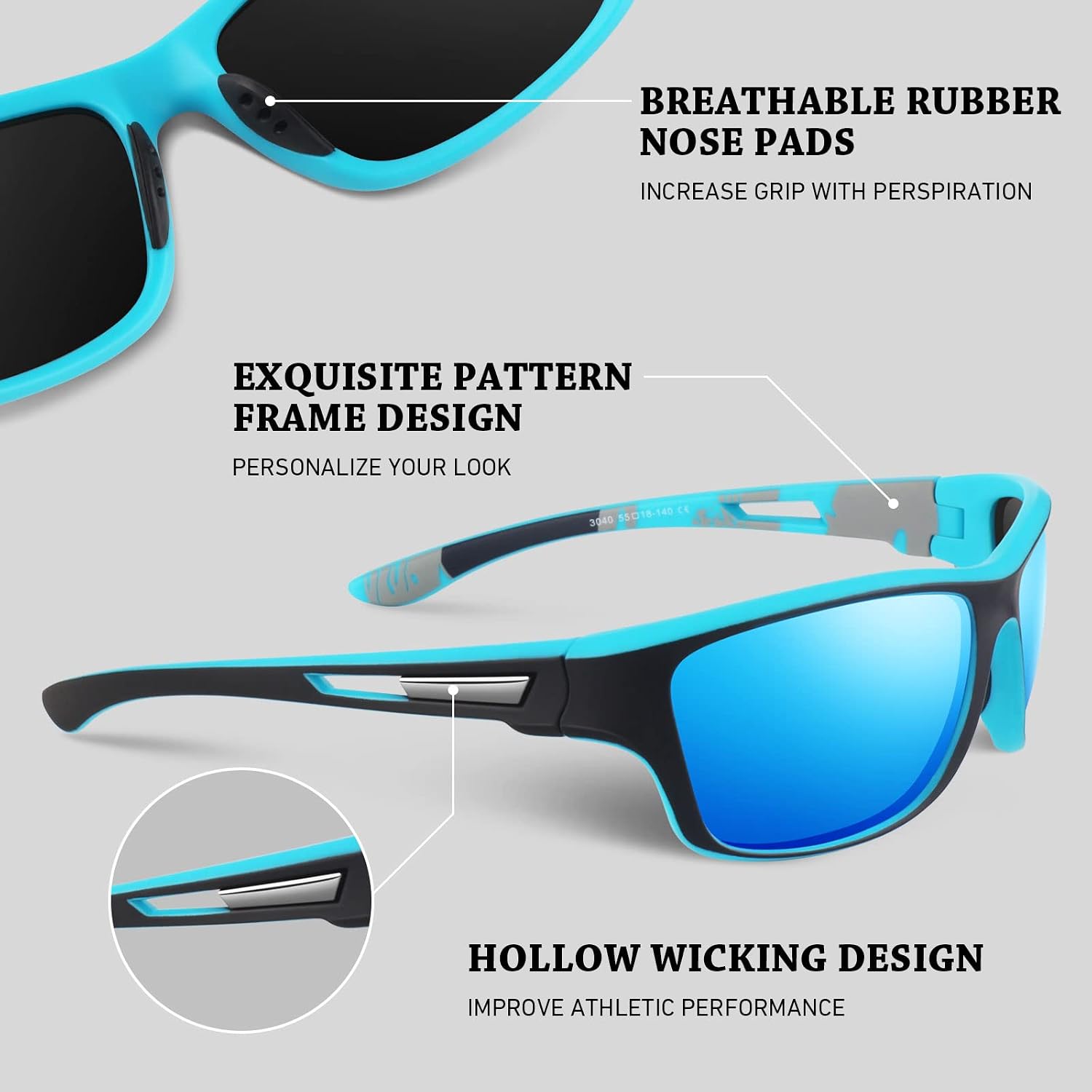 WEAROYO Polarized Sports Sunglasses Men Womens Fishing Running UV400
