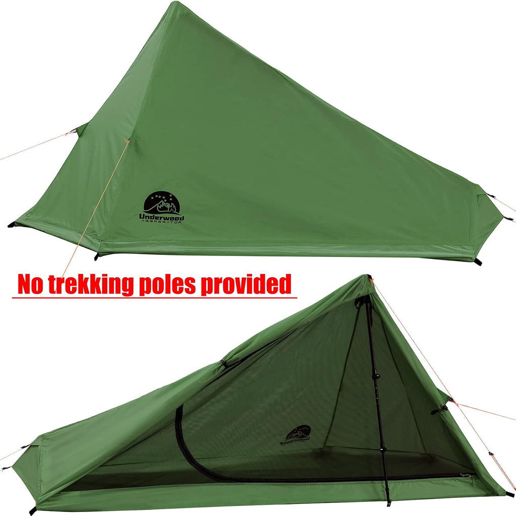 1 Person Trekking Pole Tent, Ultralight Backpacking Hiking Tent (NO Poles)