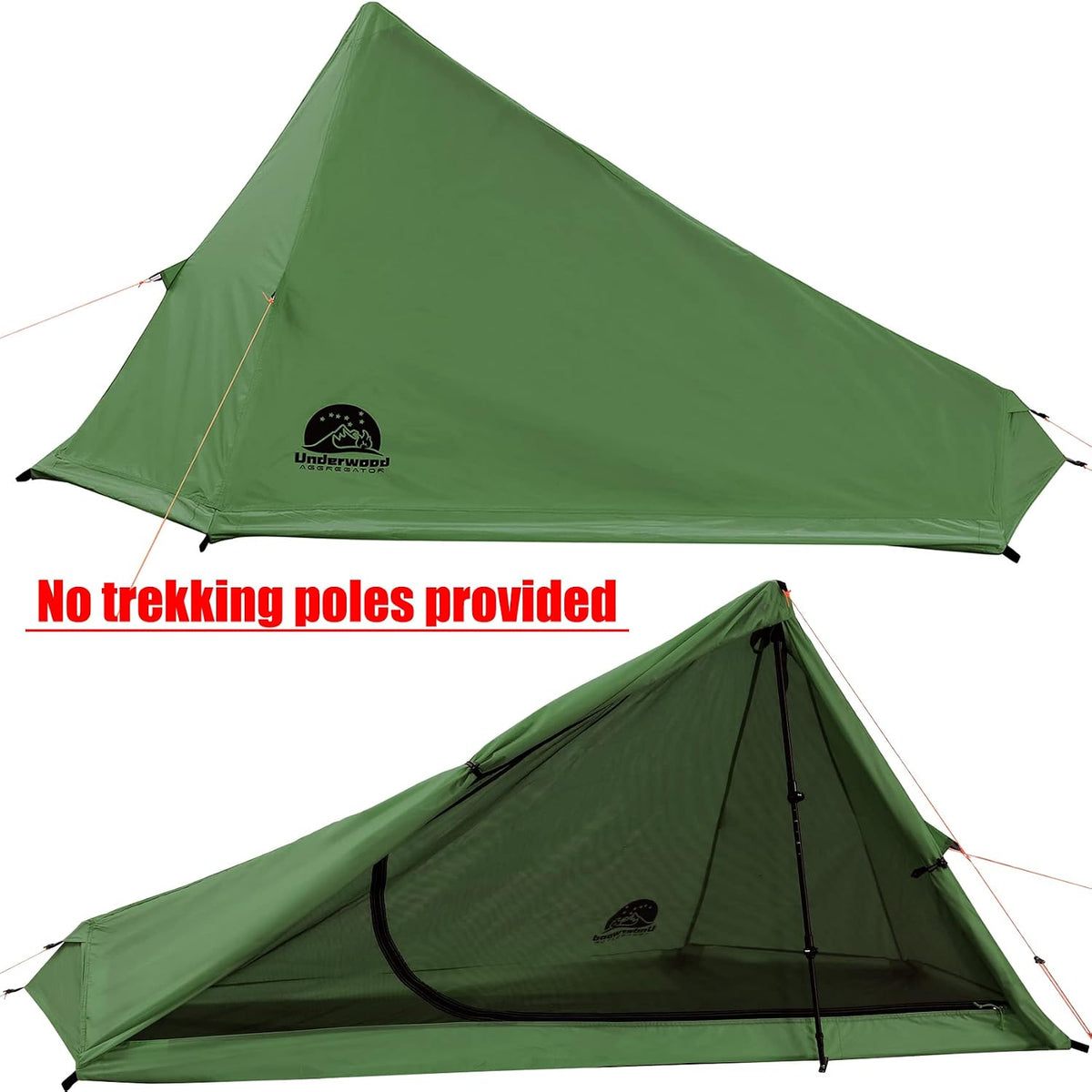 1 Person Trekking Pole Tent, Ultralight Backpacking Hiking Tent (NO Poles)