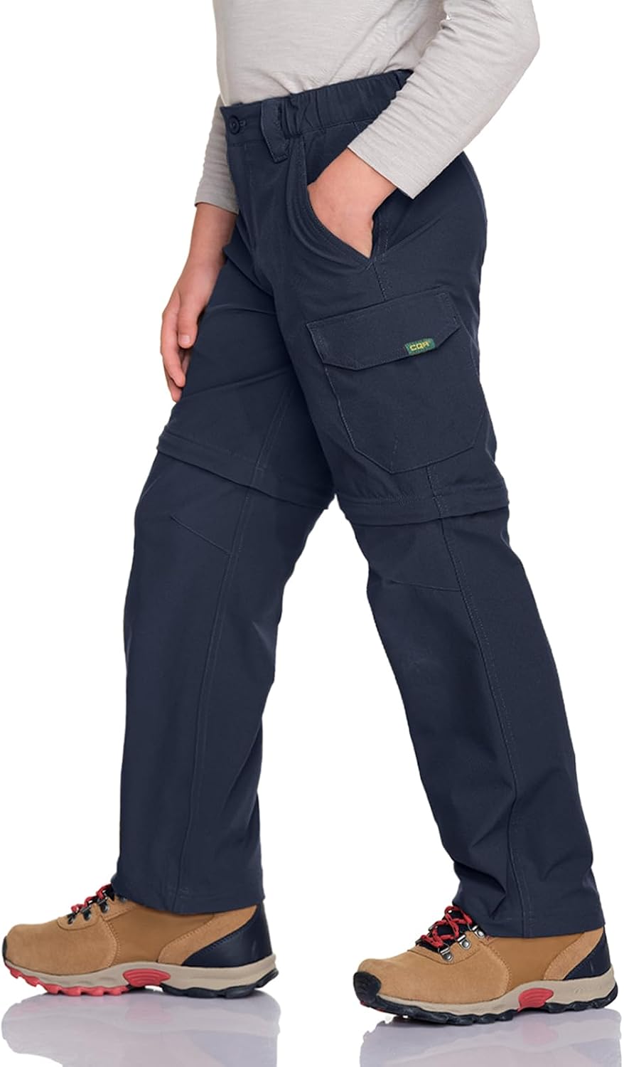 CQR Kids Youth Hiking Cargo Pants, UPF 50+ Quick Dry Convertible Zip Off Pants, Outdoor Camping Pants