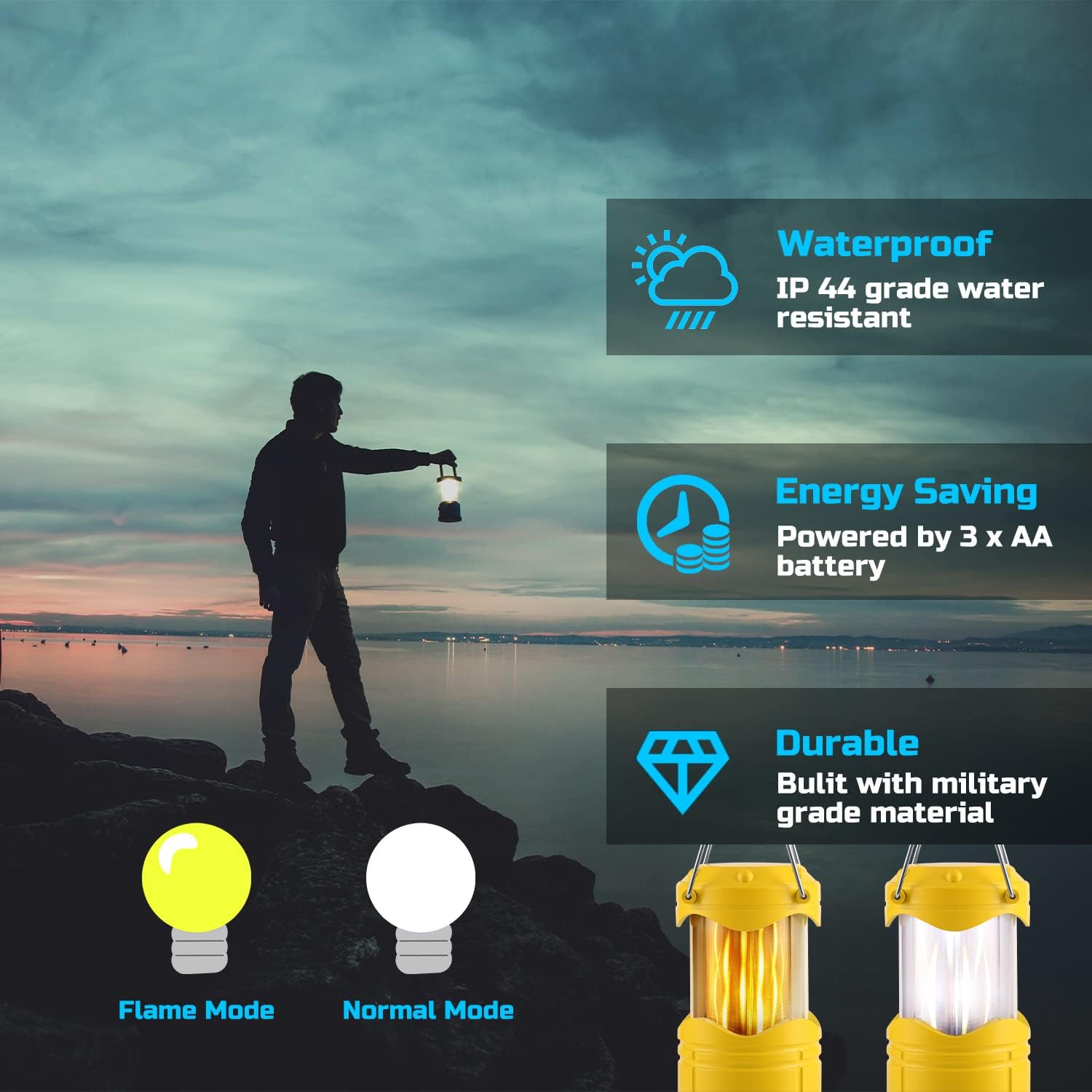 Lichamp 4 Pack LED Camping Lanterns, Yellow