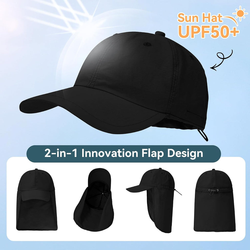 Zando UPF 50+ Sun Hats with Neck Flap for Men, Baseball Cap