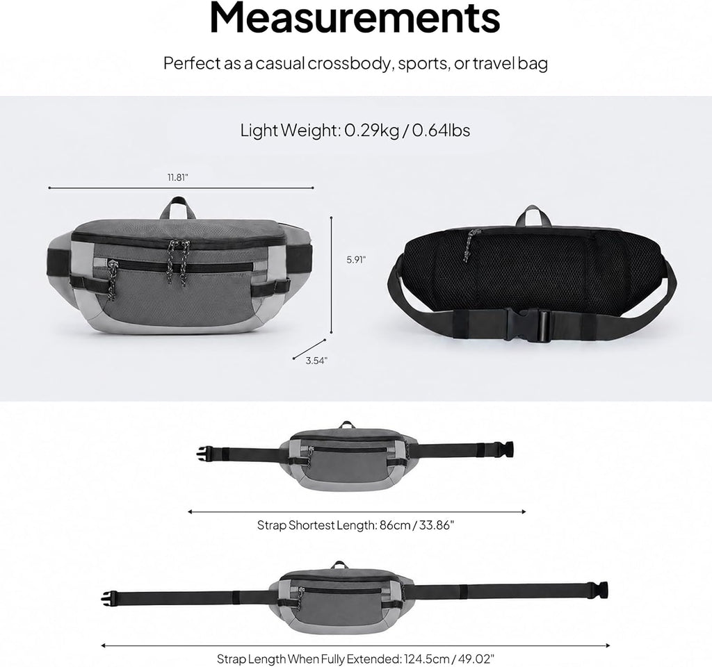 TOPEAST Fanny Pack 5L Large Capacity Waist Pack with Water Bottle Pocket