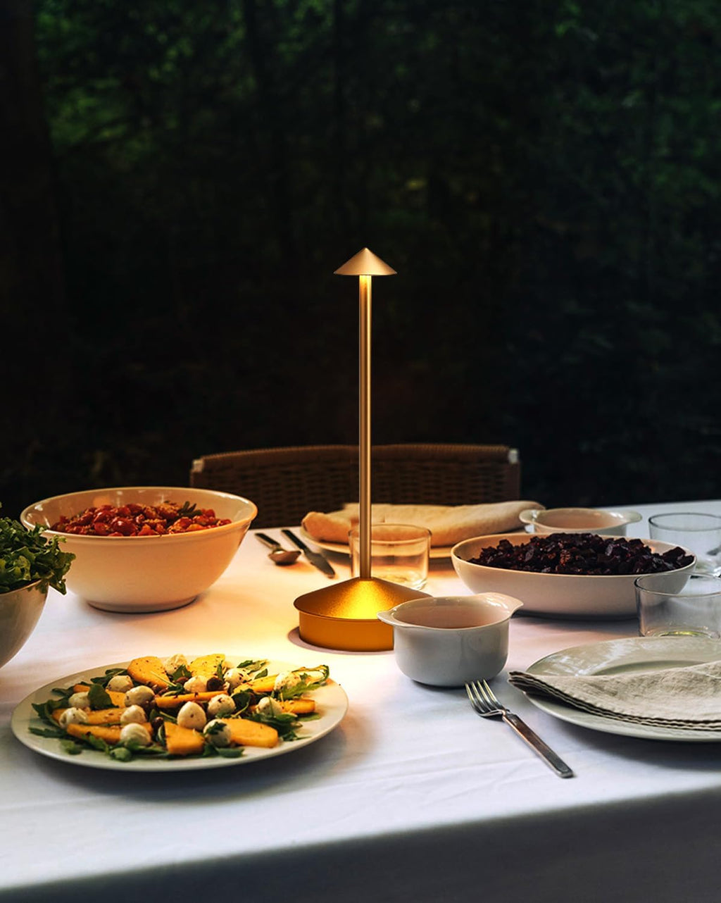2 Pack Aluminum Cordless Table Lamp, 6000mAh Rechargeable Table Lamps, Portable Touch LED Lamp, Outdoor Waterproof Dimmable Cordless Rechargeable Table Lamps for Restaurant/Patio-(Gold)