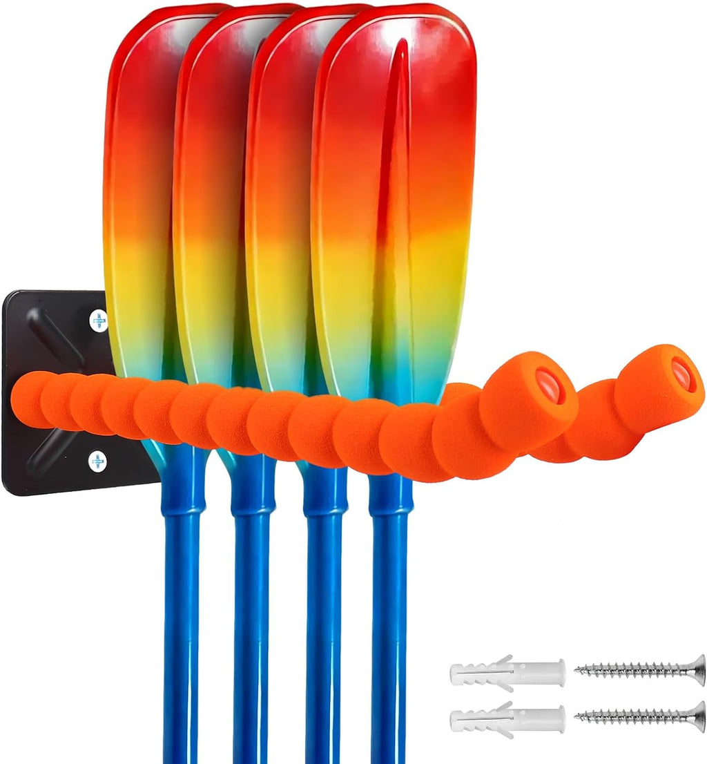 Paddles Storage Wall Rack Kayak Paddle Holder Garage with Sponge Protective Cover Metal Oars Holder, Kayak Storage, Canoe Paddles, Indoor Organizer