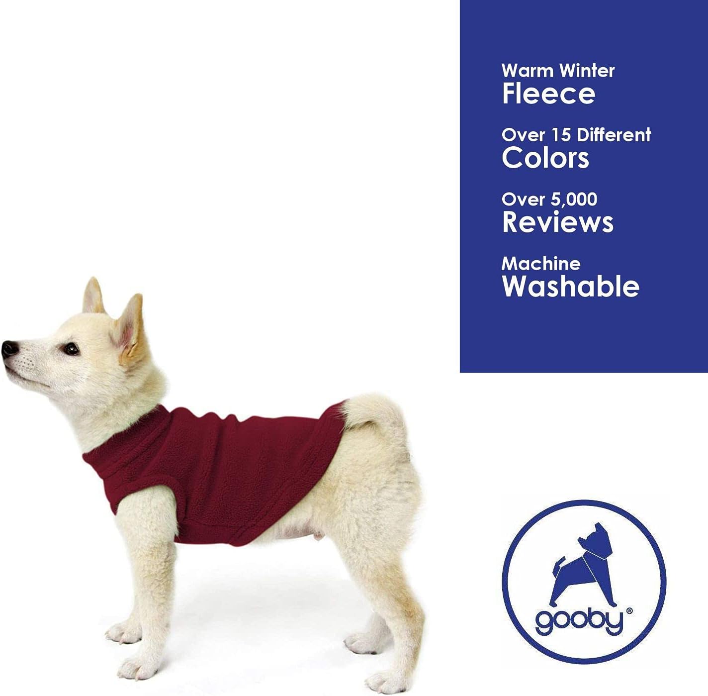 Gooby Stretch Fleece Vest Dog Sweater, Burgundy, Medium