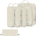 ECOHUB 5 Set Compression Packing Cubes for Suitcases Organiser Bags Set Travel Essentials with Shoe Bag for Traveling Tear-resistant Travel Accessories with ID Tag Expandable Packing Bags(Beige)
