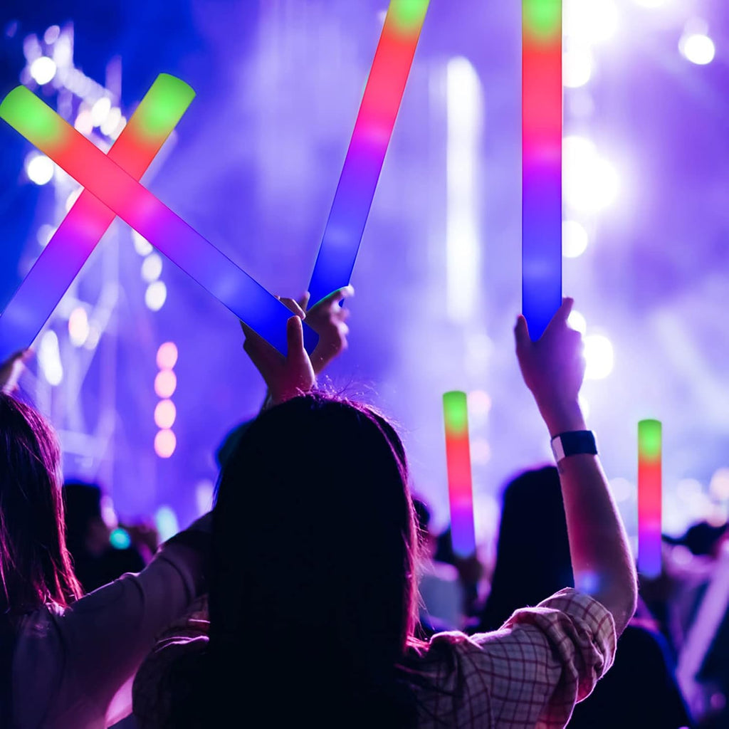 LifBetter 45 Pcs Glow Sticks Bulk- LED Foam Sticks in The Dark with 3 Modes Flashing Led Foam Multicolor Batons Light up Party Favors for Birthdays, Weddings, Concerts, Festivals