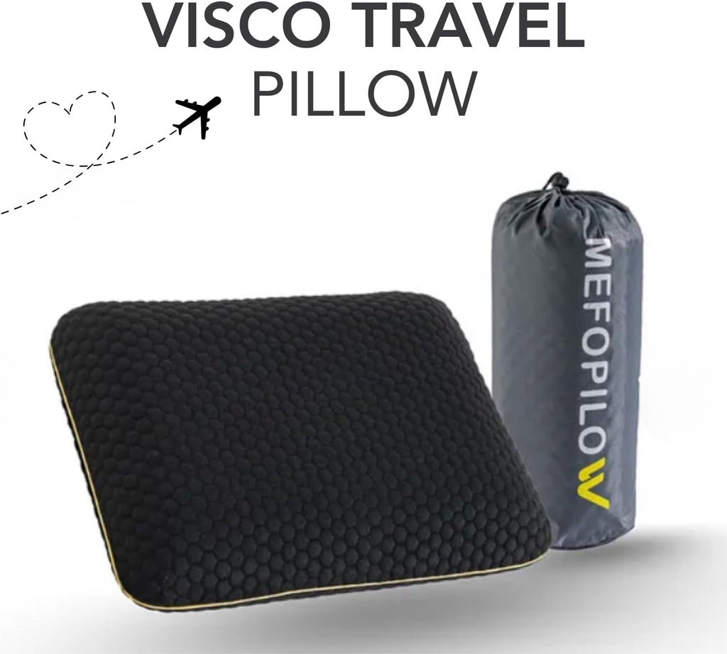Travel Memory Foam Pillow for Sleeping, Comfortable Camping Pillow, 15.75x11.81x3.94 inches, Easy to Carry Portable Bag, Soft, Breathable, Washable Pillowcase