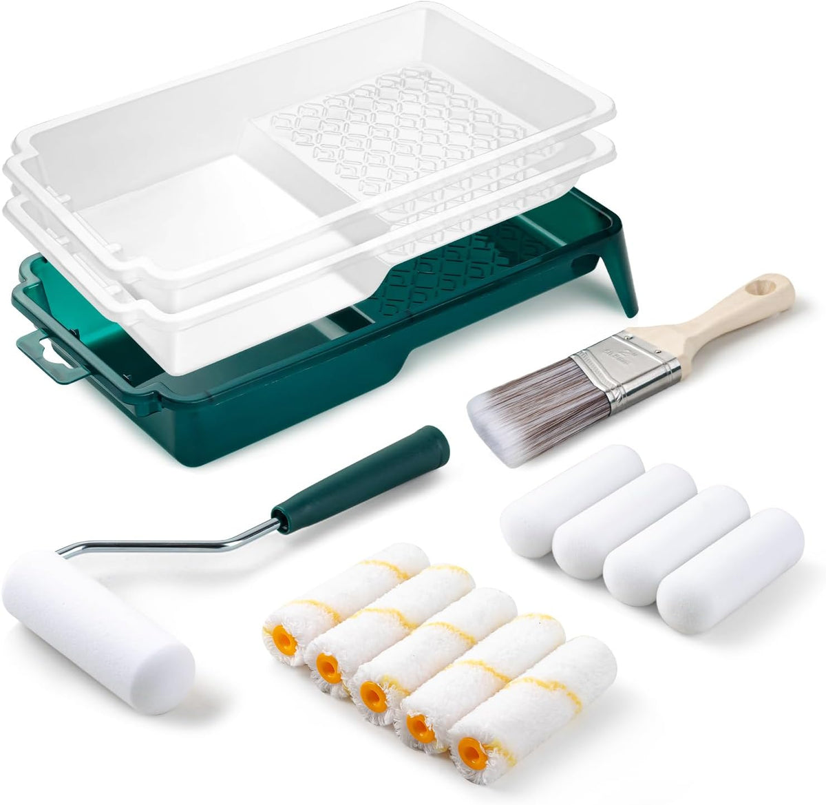 Paint Roller Kit, 19 Pack, 4"2" Small Foam Roller, Paint Brush