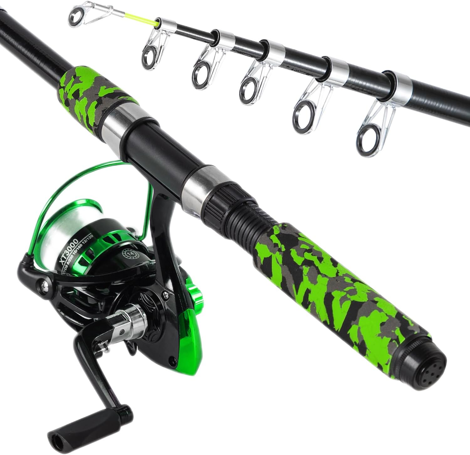 Tripquips Fishing Pole Combo, 6.9ft Telescopic Rods Set, Collapsible Fishing Rods 2PCS Spinning Reel Set with Carrier Bag Freshwater Fishing Rod and Reel Combos Kits