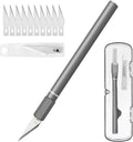 Exacto Knife, Hobby Knife Set with 10 Pieces Blades, Craft Knife Kit, Precision Knife for Pumpkin Carving, Modeling, DIY Artwork, Stencil, Scrapbooking, Paper Cutters for Crafting (Grey)