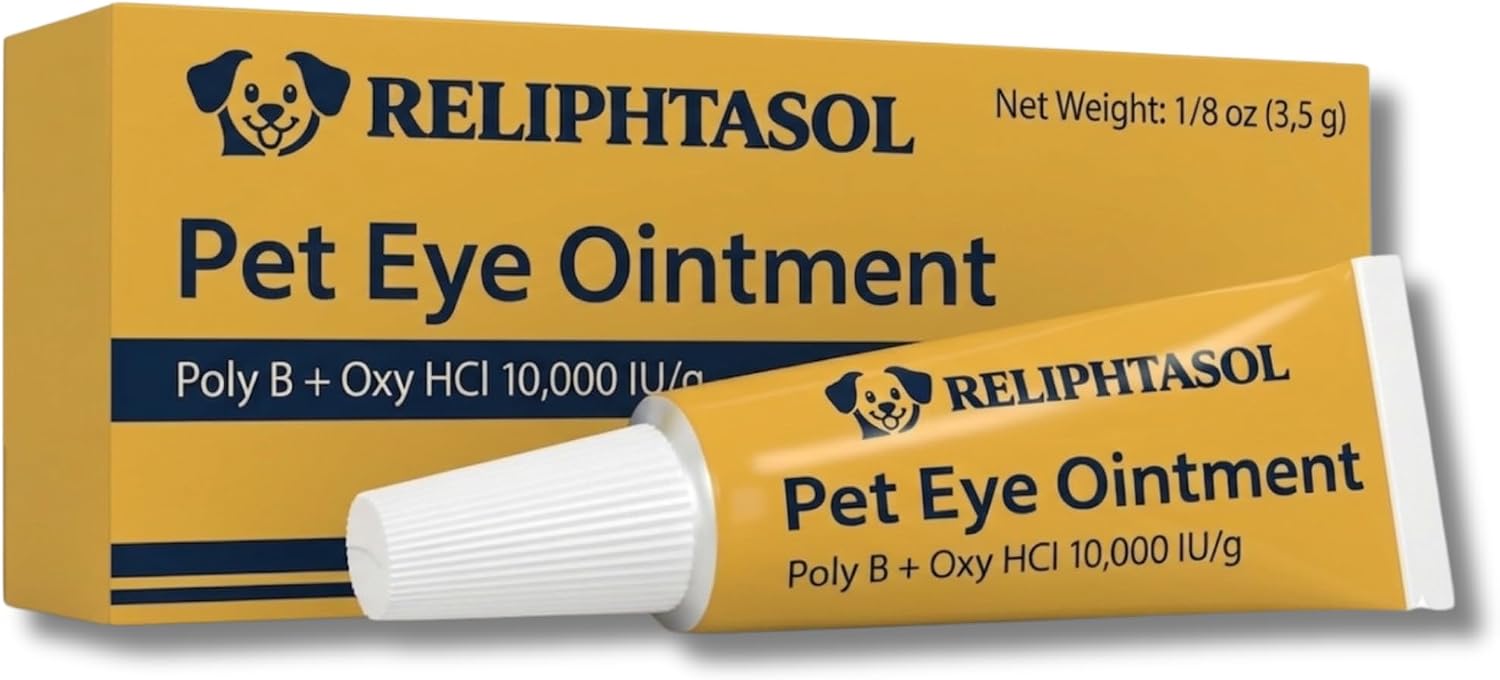 Pet Eye Cream – Vet-Formulated Dog Eye Infection Treatment, Pink Eye Relief, Conjunctivitis Relief, Dry Eyes &amp; Red Eye, Tear Stain Remover for Dogs, Cats, Cattle, Sheep, Horses – 1 Tube