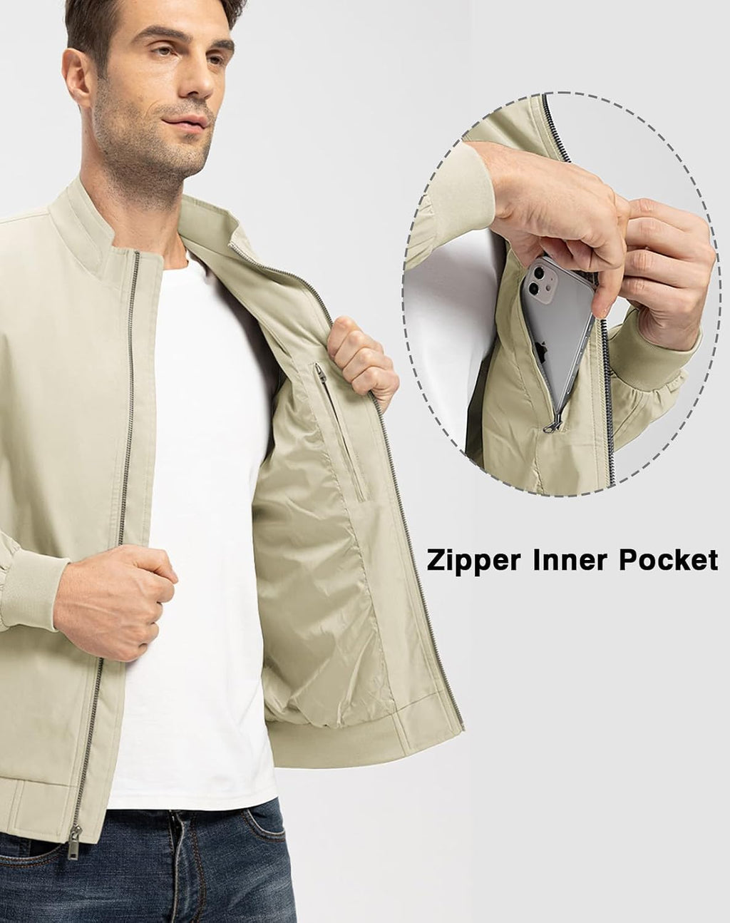TBMPOY Men's Lightweight Jackets Casual Windbreaker Stylish Light Fall Spring Golf Work Dress Business
