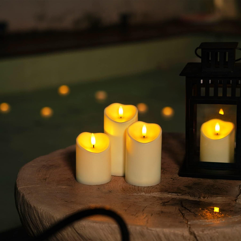 Homemory Outdoor Waterproof Flameless Candles, LED Candle with Remote, 3Pcs