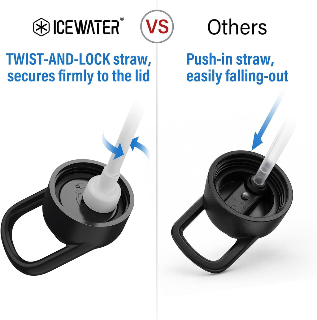 ICEWATER 24 oz Versatile Water Bottle, Regular & Filtered Straw with Filter