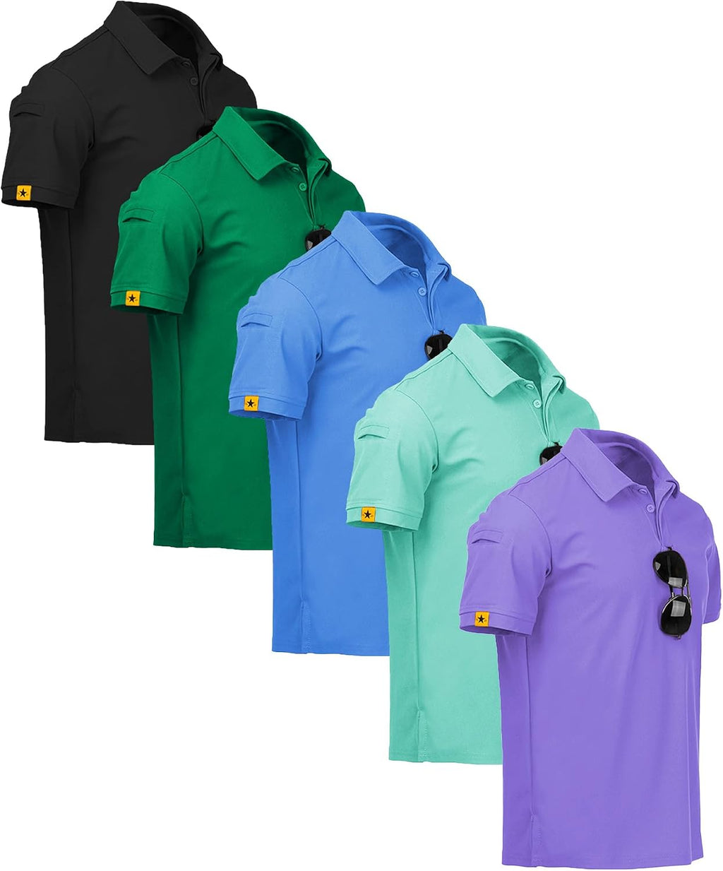 ZITY 5 Pack Mens Polo Shirt Short Sleeve Moisture Wicking Golf T-Shirt