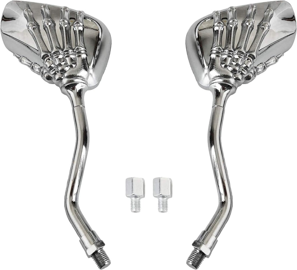 Universal Bicycle Mirror Bike Rear View Mirror 8mm 10mm Skull Hand Style Also for Motorcycle Rear View Mirrors silver