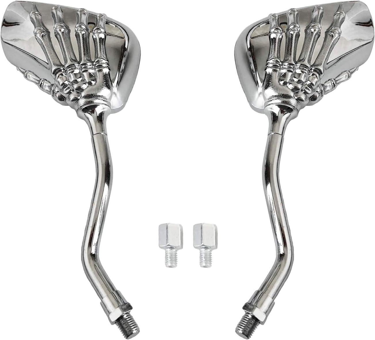 Universal Bicycle Mirror Bike Rear View Mirror 8mm 10mm Skull Hand Style Also for Motorcycle Rear View Mirrors silver