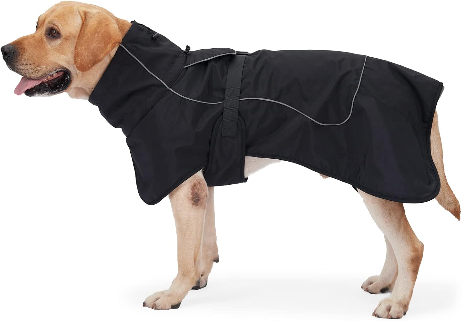 JOHNBOLIN Dog Winter Jacket & Raincoat - Waterproof Windproof Reflective Coat with Warm Insulation, All-Weather Hiking Travel Gear for Indoor/Outdoor Use (Black, Large)