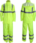 FONIRRA Class 3 High Visibility Rain Suit With Collapsible Hood Lime Reflective Safety Waterproof Worker Jacket & Pants (2XL/3XL Yellow)